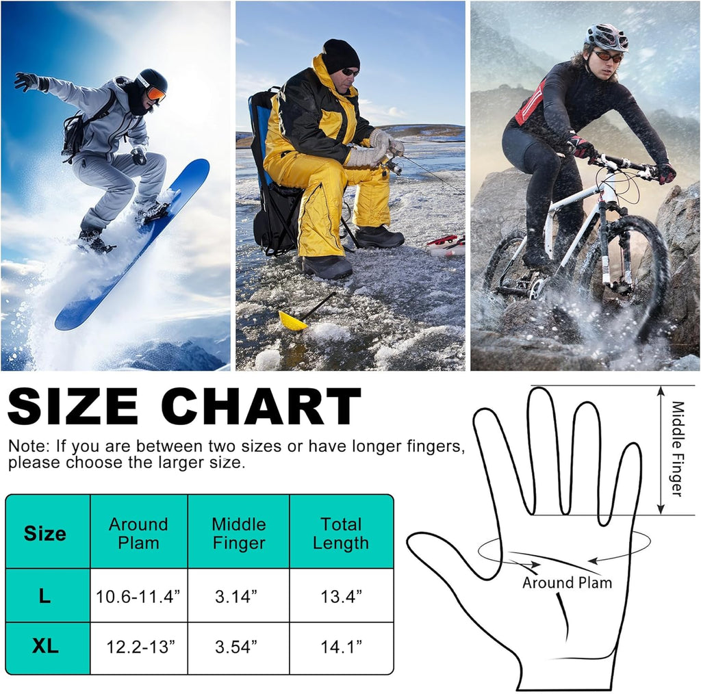 Electric Rechargeable Battery Thermal Gloves for Men Women, 7.4V Touchscreen Waterproof Windproof Heated Gloves for Hiking Skiing, Outdoor Indoor Portable Battery Hand Warmer